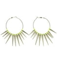 thumbnail image 1 of Gold-Tone Hoop Earrings Spike Shaped Bead & Neon Yellow String Accent For Women, 1 of 1