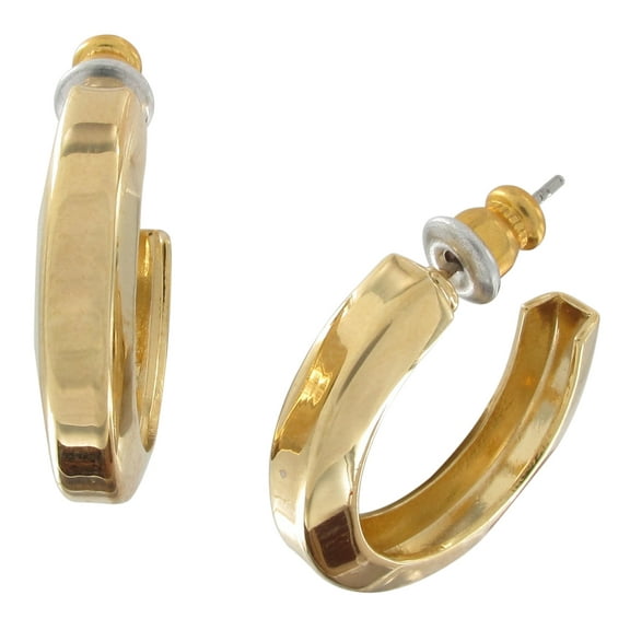 Gold Tone Hoop Pierced Earrings 7/8" Ladies Adult Female Women