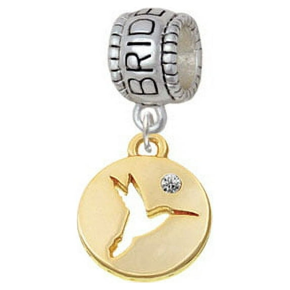 Gold Tone Hummingbird Disc - Bridesmaid Charm Bead