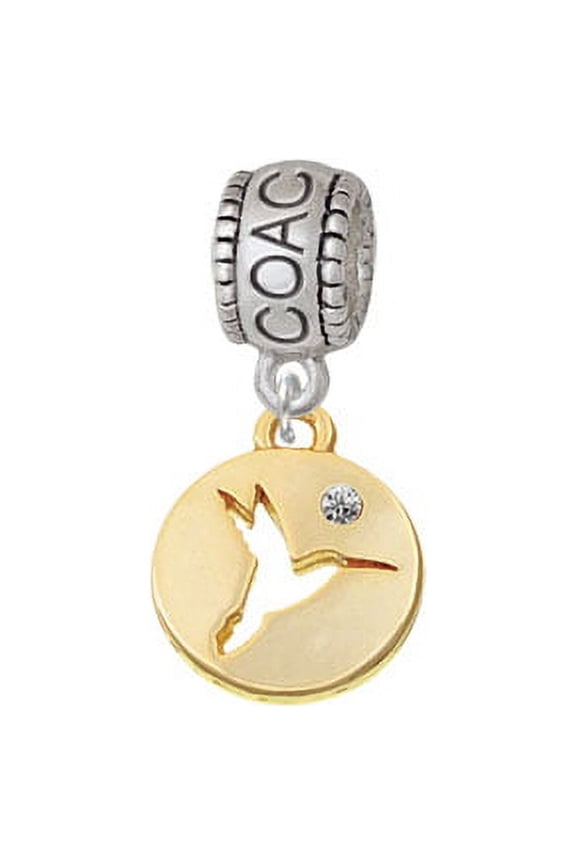 Gold Tone Hummingbird Disc - Coach Charm Bead