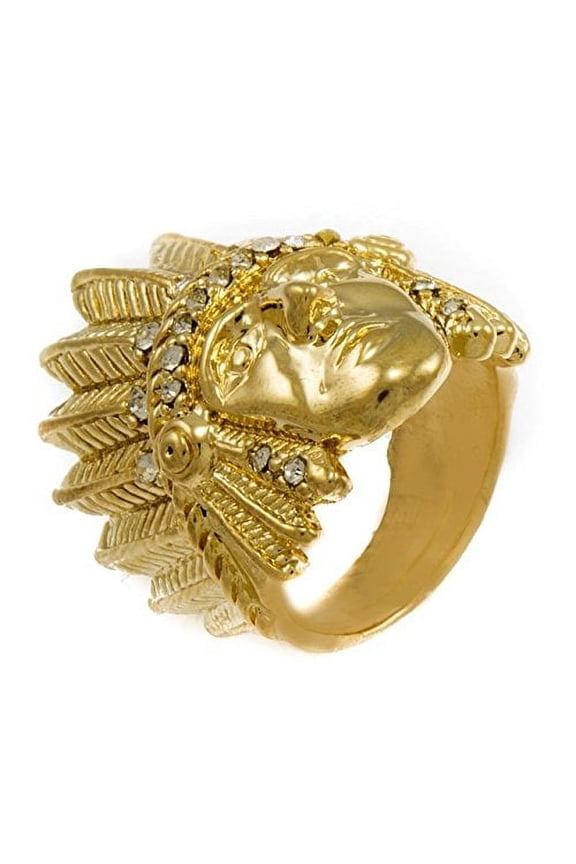 Gold Tone Indian Chief Hip Hop Style Ring (10)