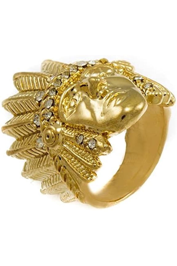Gold Tone Indian Chief Hip Hop Style Ring (7)