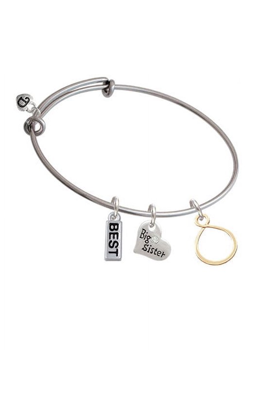 Gold Tone Infinity Loop Big Sister Heart Expandable Bangle Bracelet