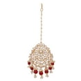 thumbnail image 1 of Gold Tone Kundan & Red Pearls Wedding Collection Maang Tikka, 1 of 3