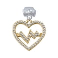 thumbnail image 1 of Gold Tone Large Crystal Heart - Heartbeat - Nurse Hat Charm Bead, 1 of 1