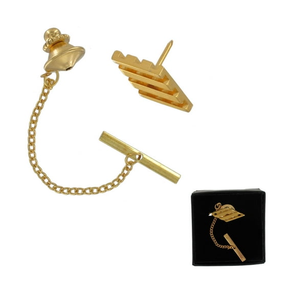 Gold Tone Lattice Diamond Shape Tie Tac Tack Pin Gift Boxed Mens Adult Male