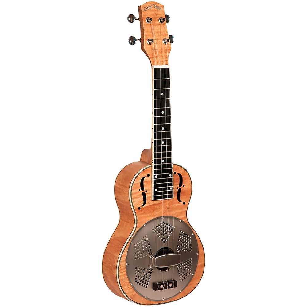 Gold Tone Left-Handed Tenor-Scale Curly Maple Resonator Ukulele with Gig Bag Natural