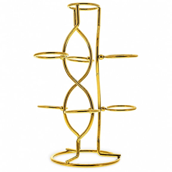 Gold Tone Metal Display Stand - Holds 7 Eggs Spheres 7.5 Inches Tall