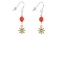 thumbnail image 1 of Gold Tone Mini Crystal Ship Wheel Orange Bead French Earrings, 1 of 1