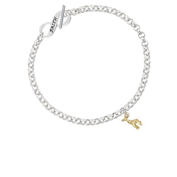 Gold Tone Mini Giraffe Faith Infinity Toggle Chain Bracelet