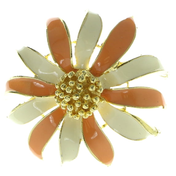 Gold-Tone & Orange Colored Metal Brooch-Pin LQP422