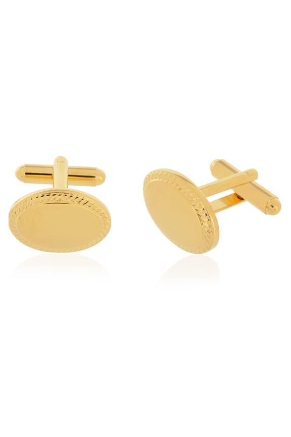 Gold Tone Oval Engraveable Cufflinks