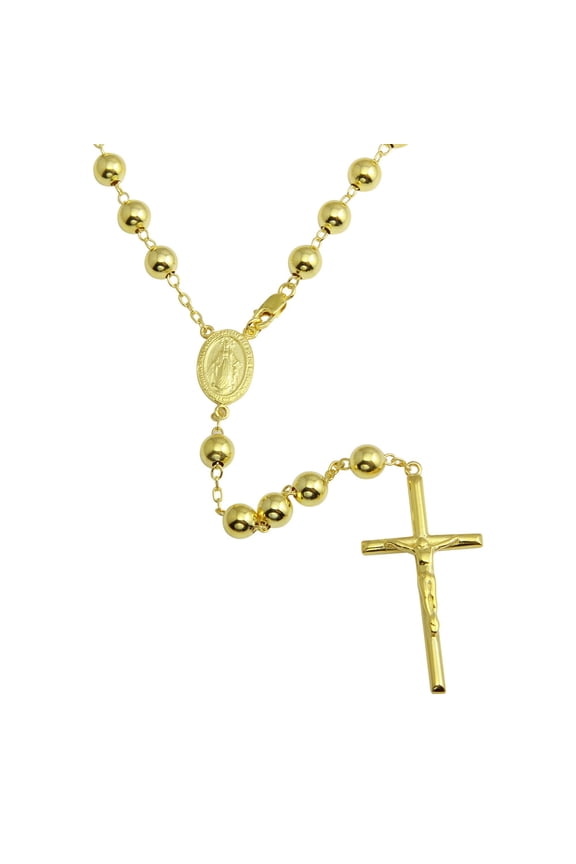Gold-Tone Plated Sterling Silver Beaded Rosary