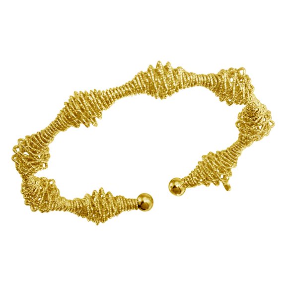 Gold-Tone Plated Sterling Silver DC Wire Design Cuff Bracelets
