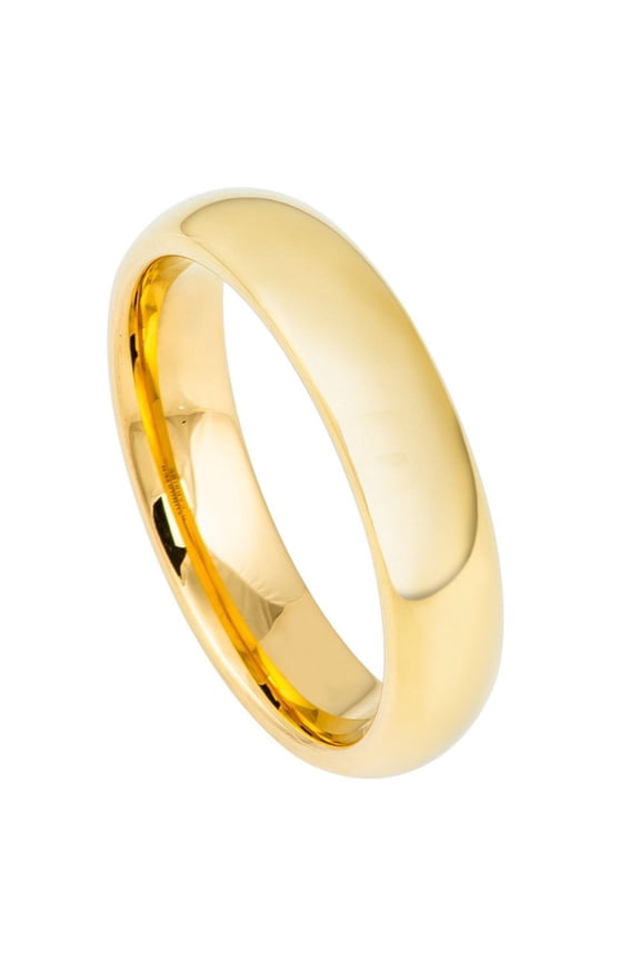 Gold-Tone Plated Tungsten High Polished 5MM Classic Domed Ring Size 8