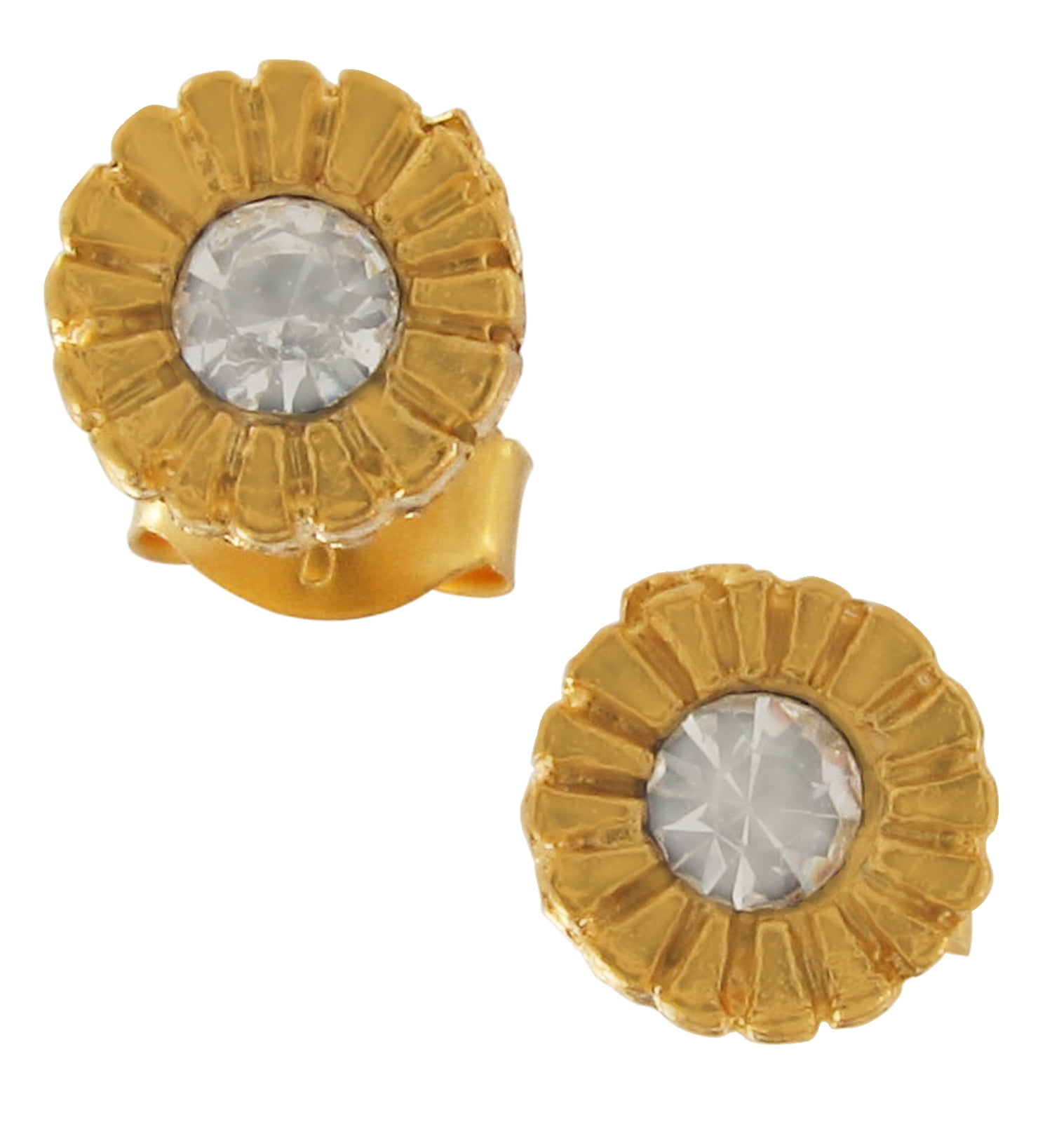 Gold Tone Rhinestone Stud Hypoallergenic Pierced Earrings Surgical ...