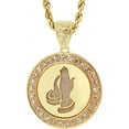 thumbnail image 1 of Gold Tone Round Cut Out Praying Hand Pave Pendant with 30" Rope Chain, 1 of 1