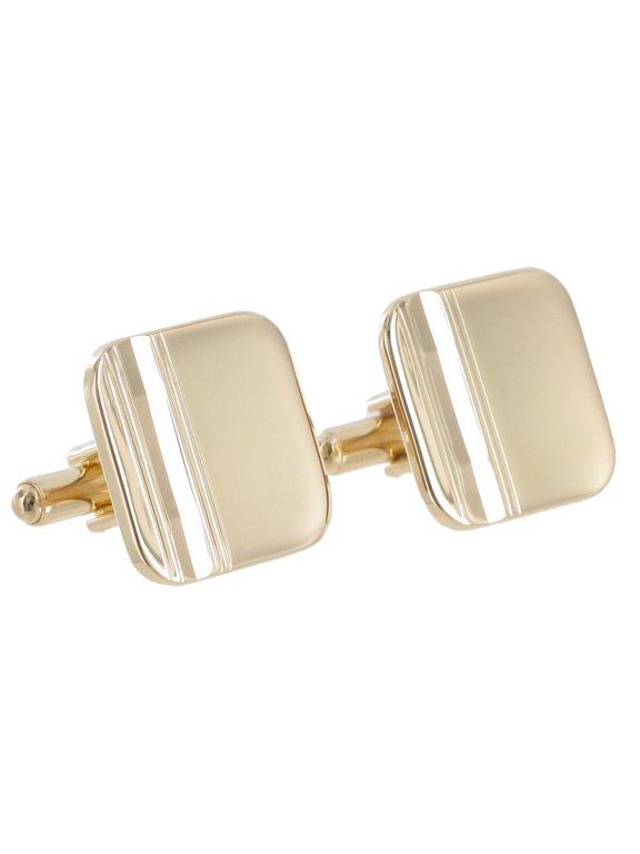 Gold Tone Rounded Square Etched Toggle Back Cufflinks Mens Adult Male