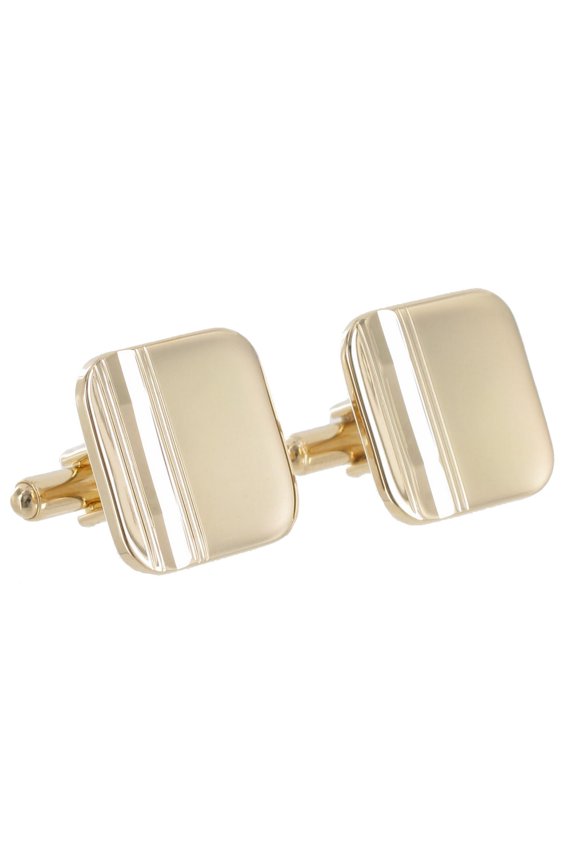 Gold Tone Rounded Square Etched Toggle Back Cufflinks Mens Adult Male