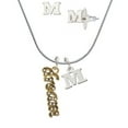 thumbnail image 1 of Gold Tone Script ''Dream'' with Clear Crystals - M Initial Charm Necklace and Stud Earrings Jewelry Set, 1 of 1