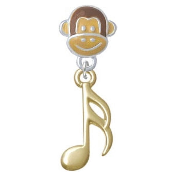 Gold Tone Sixteenth Note - Monkey Face Charm Bead