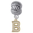 thumbnail image 1 of Gold Tone Small Crystal Initial - B - Large Rope with Cross Beads Charm Bead, 1 of 1