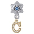 thumbnail image 1 of Gold Tone Small Crystal Initial - C - Star of David with Blue Crystal Charm Bead, 1 of 1