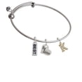 thumbnail image 1 of Gold Tone Small Crystal Initial - K - Big Sister Heart Expandable Bangle Bracelet, 1 of 1