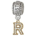 thumbnail image 1 of Gold Tone Small Crystal Initial - R - Sister Charm Bead, 1 of 1