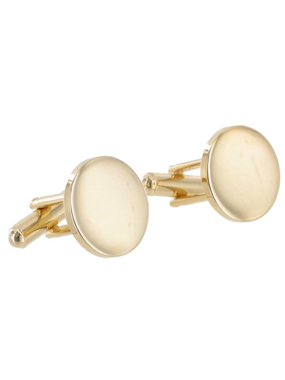 Gold Tone Small Round Circle Toggle Back Cufflinks Mens Adult Male