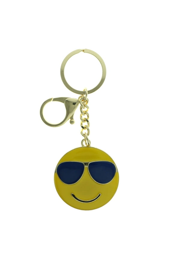 Gold-Tone Smiling Face With Sunglasses Emoji Keychain KEKC6239