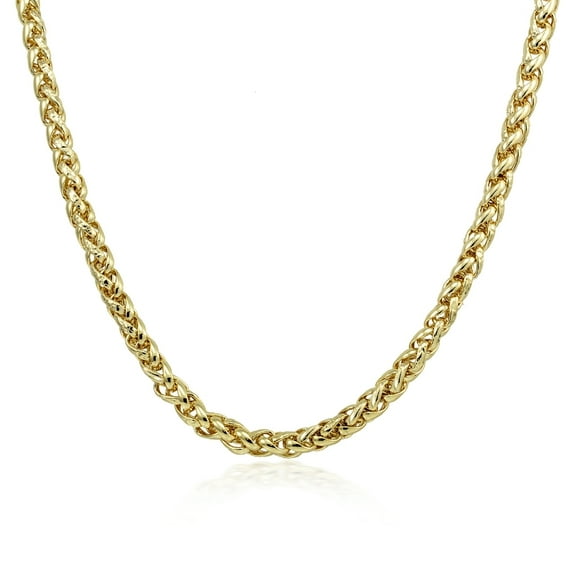 Gold Tone Spiga Chain Link Necklace, 18 inches