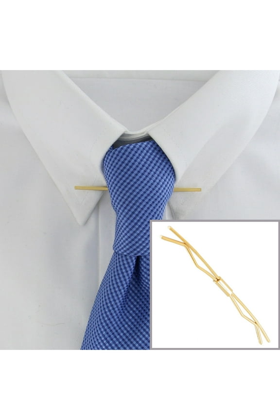 Gold Tone Square Collar Bar Clip Mens Adult Male