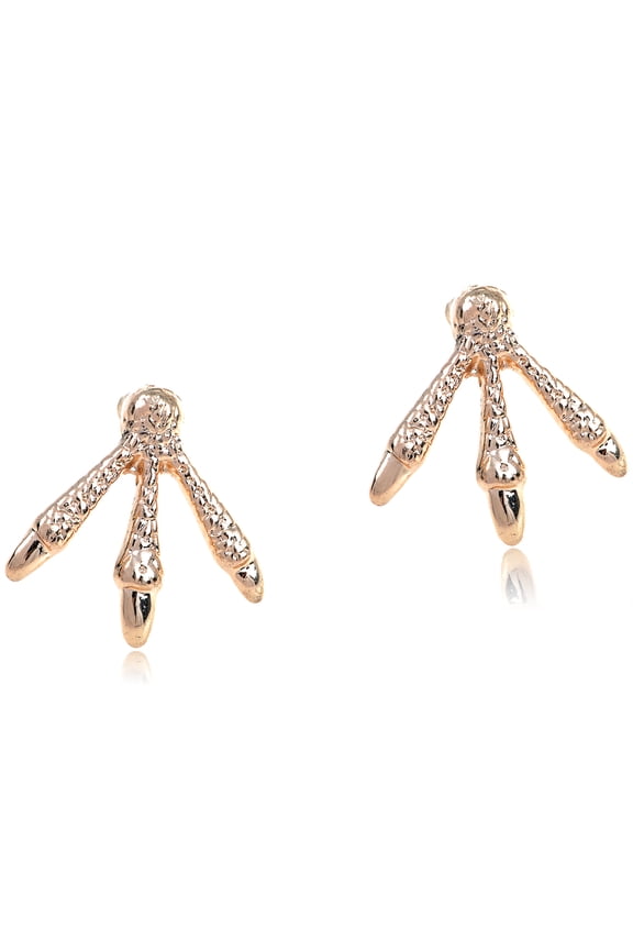 Gold Tone Starling Bird Talon Feet Mother Nature Easter Best Friend Gift Stud Earrings