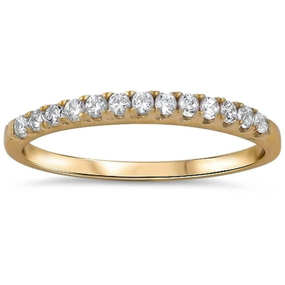 Gold-Tone Sterling Silver Clear CZ Halfway Eternity Band Ring Size 5