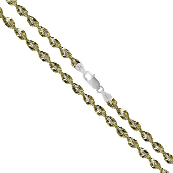 Gold-Tone Sterling Silver Magic Twist Rope Chain 4mm Solid 925 Italy 2 Necklace 22" Jewelry Female