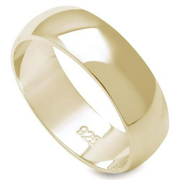 Gold-Tone Sterling Silver Round Plain Bridal Band Ring 6MM Size 13