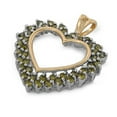 thumbnail image 1 of Gold-Tone Studded Heart Pendant Simulated Peridot .925 Sterling Silver Charm Jewelry Female Unisex, 1 of 3