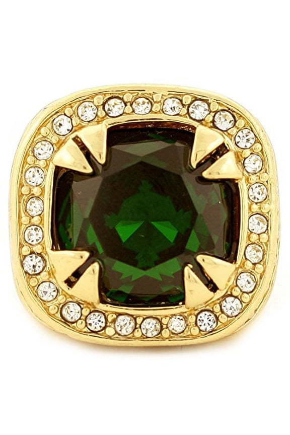Gold Tone Synthetic Green CZ Stone Mens Rick Ross Hip Hop Style Ring (12)