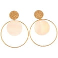 thumbnail image 1 of Gold Tone Textured Stud Earrings with Hoop and Disc Detail - Gold, 1 of 4