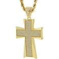 thumbnail image 1 of Gold Tone The Double Inlay Pave Cross Pendant with 30" Rope Chain, 1 of 1
