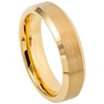 thumbnail image 1 of Gold-Tone Tungsten Brushed Center Beveled Edges 6MM Wedding Ring Size 7, 1 of 3