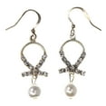 thumbnail image 1 of Gold-Tone & White Colored Metal Dangle-Earrings With Crystal Accents #LQE3669, 1 of 2