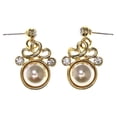 thumbnail image 1 of Gold-Tone & White Metal -Dangle-Earrings Crystal Accents #LQE3524, 1 of 2