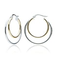 thumbnail image 1 of Gold Tone over Sterling Silver Two-Tone Double Circle Round-Tube Polished Hoop Earrings, 25mm, 1 of 2