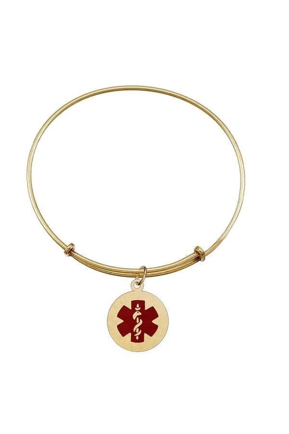Gold Toned Expandable Medical ID Bracelet - Gold Tone Expandable Bracelet
