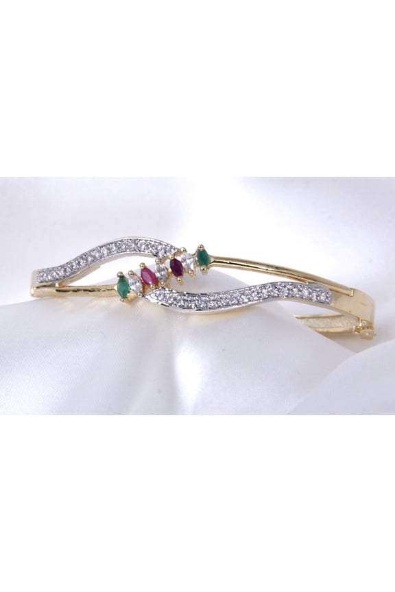 Gold-Toned Multi-Color CZ Stone-Studded Bracelet