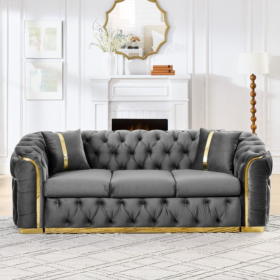 Gold - Toned Stainless Steel Decor | Sofa Set for Living Room Arrangement | Aesthetic Appeal and Personalized Layout