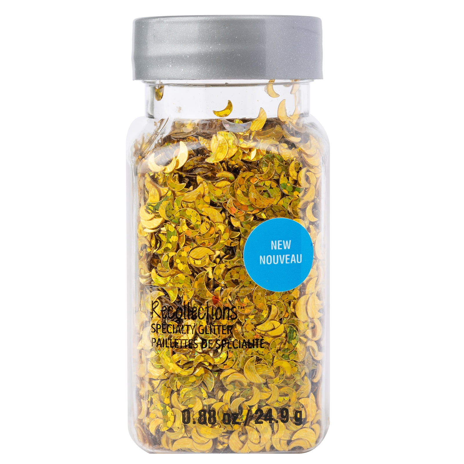 Recollections Gold Totally Rad Crescent Specialty Glitter - 0.88 oz Jar, Decorative Plastic Glitter for Paper Crafts & DIY Projects, 12 Pack