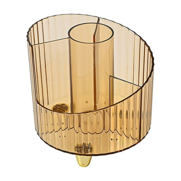 Gold Transparent Makeup Brush Organizer Case Multi Grid Storage Box For Cosmetics Brushes Pens Lipstick Small Perfumes Plastic Material Gold Color 4.92X4.64 Inches One Box Included